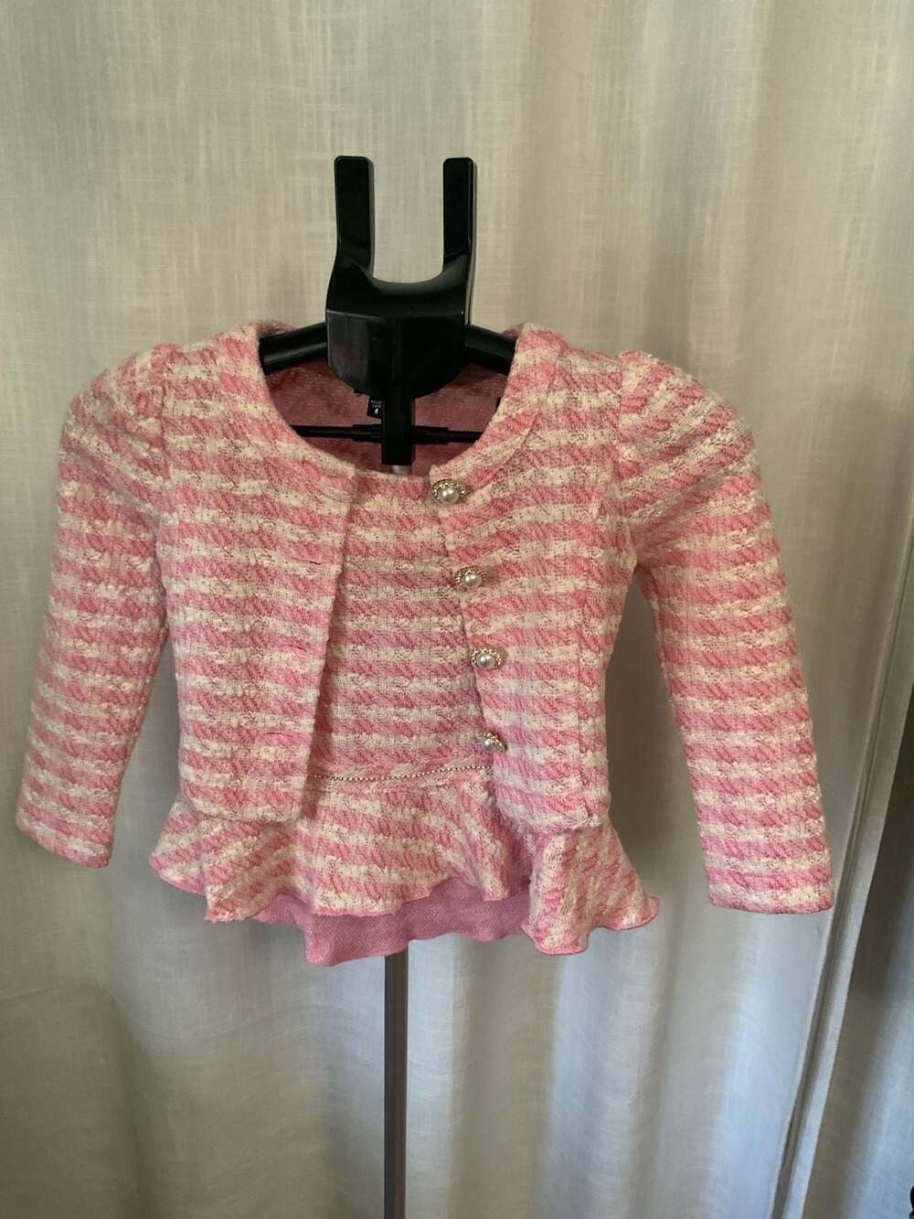 Zunie 2-Piece Pink Tweed Jacket And Skirt Set Girls Size 6